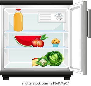 Refrigerator with lots of food illustration