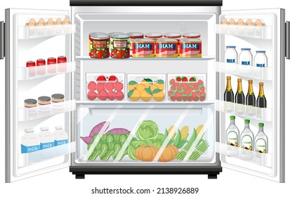 Refrigerador con mucha ilustración de comida