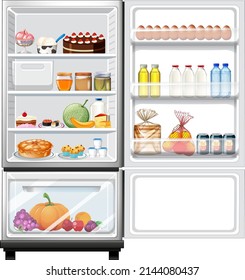 Refrigerator with lots of food illustration