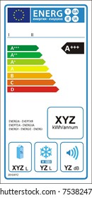 Refrigerator Machine Energy Rating Graph Label In Vector.