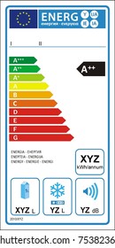 Refrigerator machine new energy rating graph label in vector.