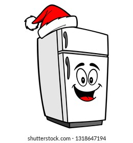 Refrigerator Mascot with a Santa Hat - A vector cartoon illustration of a refrigerator mascot with a Santa Hat.