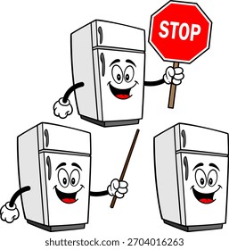 Refrigerator Mascot Set 03, Hand Drawn illustrations of Refrigerator Mascots in various poses.