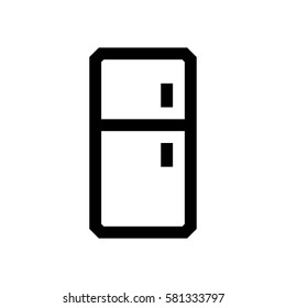 Refrigerator mini line, icon, background and graphic. The icon is black and white, linear  flat, vector, pixel perfect, minimal, suitable for web and print. 
