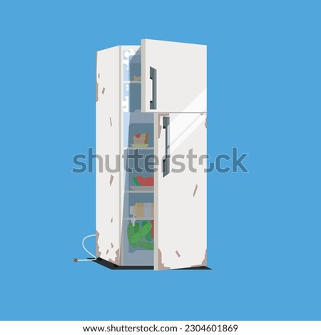 refrigerator needs repair broken old rust products are damaged needs repair illustration EPS10