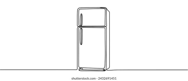 Refrigerator in one line style. Refrigerator vector illustration in one continuous line