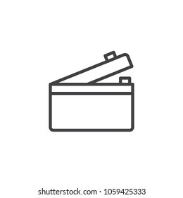 Refrigerator with open door, top view outline icon. linear style sign for mobile concept and web design. fridge simple line vector icon. Symbol, logo illustration. Pixel perfect vector graphics
