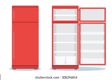 Refrigerator opened. Fridge Open and Closed.