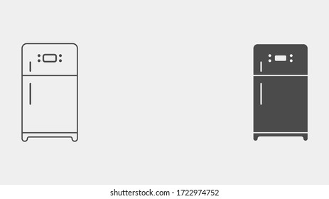 Refrigerator outline and filled vector icon sign symbol
