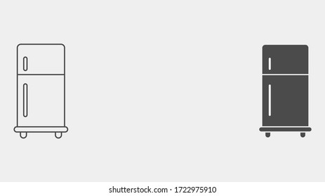 Símbolo de símbolo de símbolo de icono de vector relleno y contorno del refrigerador