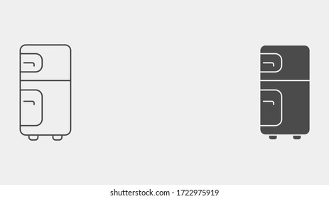 Símbolo de símbolo de símbolo de icono de vector relleno y contorno del refrigerador