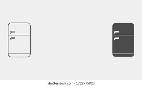 Símbolo de símbolo de símbolo de icono de vector relleno y contorno del refrigerador