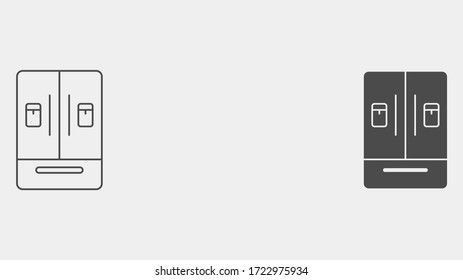 Refrigerator outline and filled vector icon sign symbol