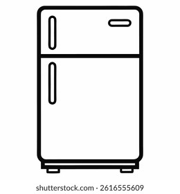 Refrigerator Outline Icon on White Background – Line Art Kitchen Appliance Vecto