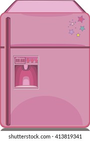 refrigerator, pink, flat illustration,