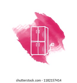  refrigerator with pink watercolor background