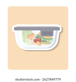 Refrigerator preserving food freshness with open door showing healthy balanced diet inside