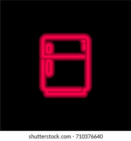 Refrigerator red glowing neon ui ux icon. Glowing sign logo vector