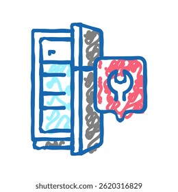 refrigerator repair doodle icon sketch vector. refrigerator repair sign. isolated symbol illustration