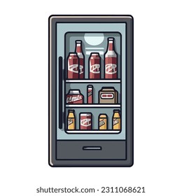 Refrigerator with sales drinks icon isolated