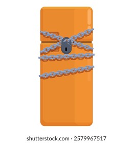 Refrigerator secured with chains and a padlock symbolizes the challenges of maintaining a healthy lifestyle