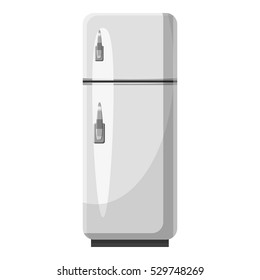 Refrigerator with separate freezer icon. Gray monochrome illustration of refrigerator with separate freezer vector icon for web