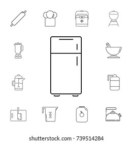 Refrigerator. Set of kitchen icons on white background