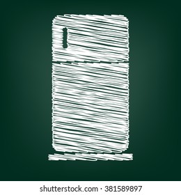 Refrigerator sign. Flat style icon with chalk effect