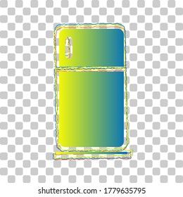 Refrigerator sign illustration. Blue to green gradient Icon with Four Roughen Contours on stylish transparent Background. Illustration.