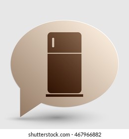 Refrigerator sign illustration. Brown gradient icon on bubble with shadow.