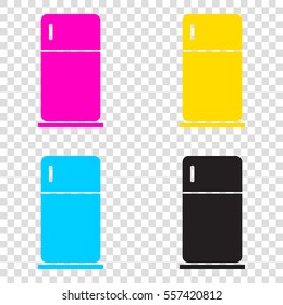 Refrigerator sign illustration. CMYK icons on transparent background. Cyan, magenta, yellow, key, black.