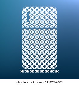 Refrigerator sign illustration. Vector. White textured icon at lapis lazuli gradient background.