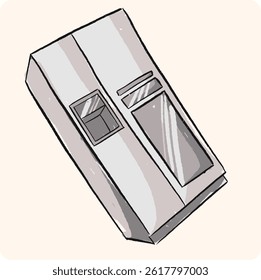 Refrigerator Sketch Illustration with background cream