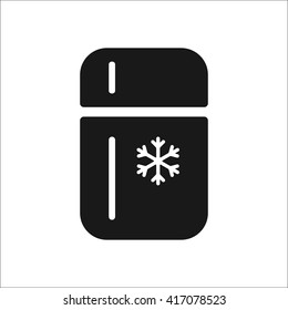 Refrigerator with snowflake sign simple icon on  background