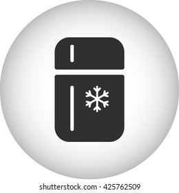 Refrigerator with snowflake sign simple icon on  background