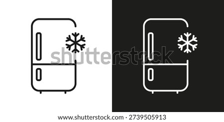 Refrigerator with snowflake - vector editable line icon.