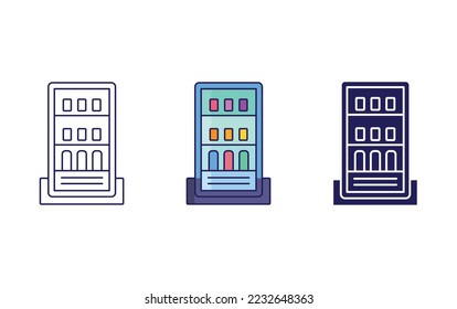Refrigerator, Soft drinks line and glyph icon, vector illustration