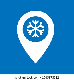 refrigerator store here, pinpoint white isolated icon.refrigerator store map marker pin, vector illustration.