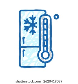 refrigerador temperatura doodle ícone esboço vetor. sinal de temperatura do refrigerador. ilustração símbolo isolado