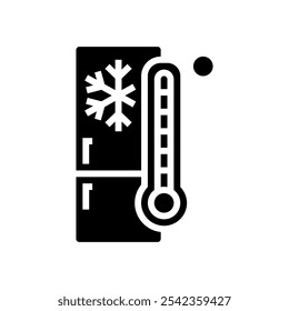 Icono de glifo de temperatura del refrigerador. Vector de temperatura del refrigerador. Ilustración de símbolo aislado