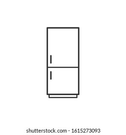 Refrigerator thin line icon. Kitchen household appliances editable stroke outline vector symbol. Fridge linear sign isolated on white background