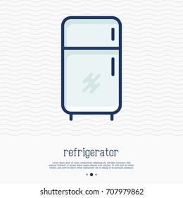 Refrigerator thin line icon. Simple vector illustration of home appliance.