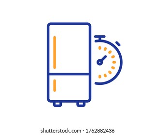 Refrigerator timer line icon. Fridge time sign. Freezer storage symbol. Colorful thin line outline concept. Linear style refrigerator timer icon. Editable stroke. Vector
