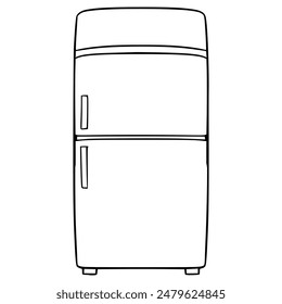 refrigerator top-down view illustration hand drawn outline vector