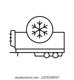 vector de icono de la línea del remolque del refrigerador. señal del remolque del refrigerador. símbolo de contorno aislado ilustración negra