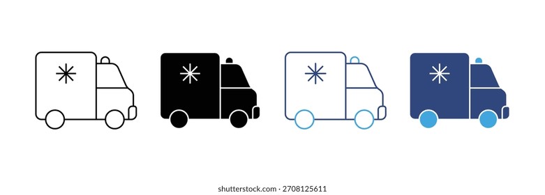 refrigerator truck icon set. vector illustration. Freezer van symbol