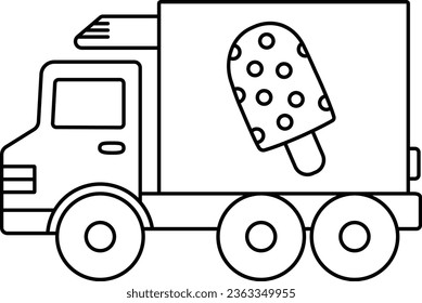 Ilustración vectorial del Camión refrigerador. Camión diseñado con diseño de contorno.