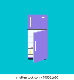 Refrigerator two door fridge vector isolated in turquoise background