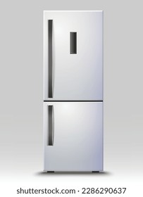 refrigerator two double door front view food 3d equipment concept modern electronic art design vector template isolated background