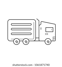 Kühlschrank-Van-Vektorsymbol einzeln auf weißem Hintergrund. Kühlschrank Van Line Icon für Infografik, Website oder App. Symbol auf einem Gittersystem entworfen.